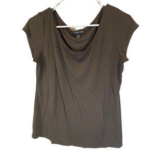 Eileen Fisher Brown Silk Short Sleeve T-Shirt M Medium